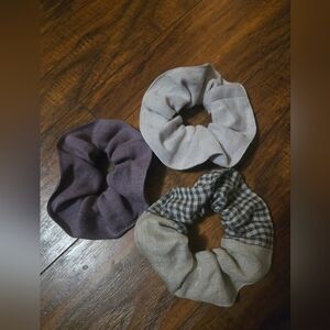 Set of Three Linen Fabric Scrunchies